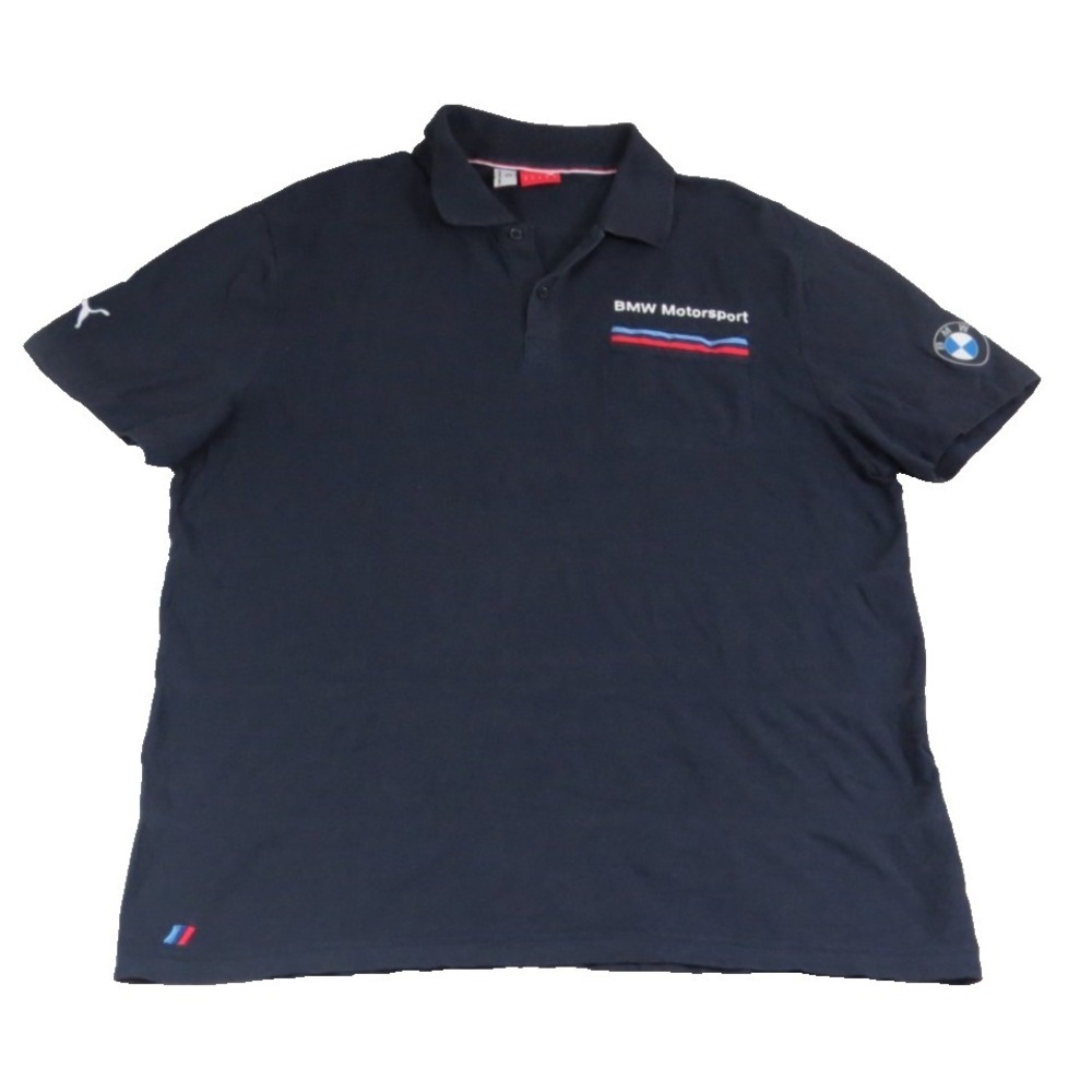 Puma BMW Motorsport Polo Shirt XL Navy Pocket Logo Cotton Men Racing Casual